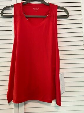 NWT Athleta Racerback Tank Top Size XL Orange Grid Knit Singlet Athletic